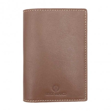 Serge Blanco | Etui passeport en cuir homme "Marfa" cognac | Protection pour passeport et porte-cartes