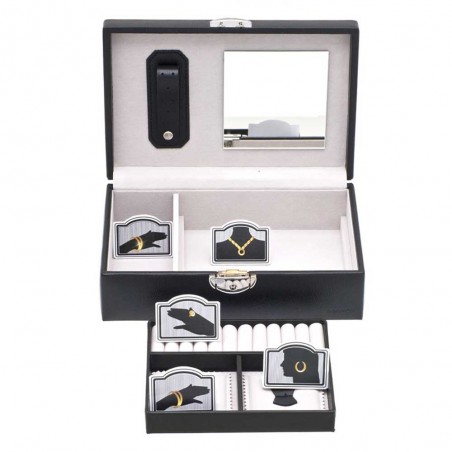 Davidts | Coffret à bijoux femme "Euclide" noir | Boîte à bijoux haut de gamme Davidts | Coffret à bijoux femme "Euclide" noir | Boîte à bijoux haut de gamme
