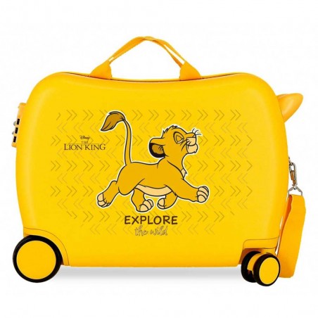 DISNEY | Valise trotteur Le Roi Lion "Explore the wild" jaune | Bagage enfant à chevaucher ludique