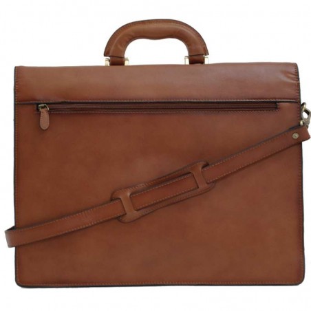 Cartable en cuir 4 soufflets KATANA marron | Serviette porte-documents grand format professionnel qualité pas cher