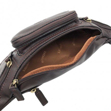 Katana | Sac banane homme en cuir marron chocolat | Sacoche ceinture grand format style classique pas cher Katana | Sac banane homme en cuir marron chocolat | Sacoche ceinture grand format style classique pas cher