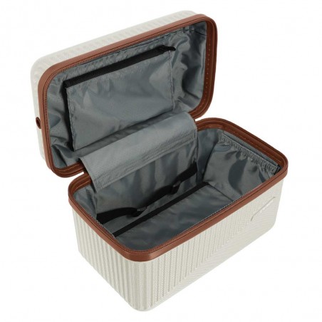 TRAVELITE | Vanity case rigide "Bali" blanc/cognac | Beauty case cosmétique femme robuste pas cher TRAVELITE | Vanity case rigide "Bali" blanc/cognac | Beauty case cosmétique femme robuste pas cher