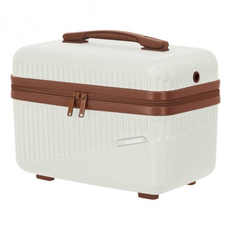 TRAVELITE | Vanity case rigide "Bali" blanc/cognac | Beauty case cosmétique femme robuste pas cher TRAVELITE | Vanity case rigide "Bali" blanc/cognac | Beauty case cosmétique femme robuste pas cher