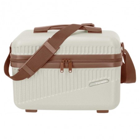 TRAVELITE | Vanity case rigide "Bali" blanc/cognac | Beauty case cosmétique femme robuste pas cher TRAVELITE | Vanity case rigide "Bali" blanc/cognac | Beauty case cosmétique femme robuste pas cher