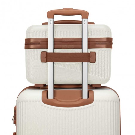 TRAVELITE | Vanity case rigide "Bali" blanc/cognac | Beauty case cosmétique femme robuste pas cher TRAVELITE | Vanity case rigide "Bali" blanc/cognac | Beauty case cosmétique femme robuste pas cher