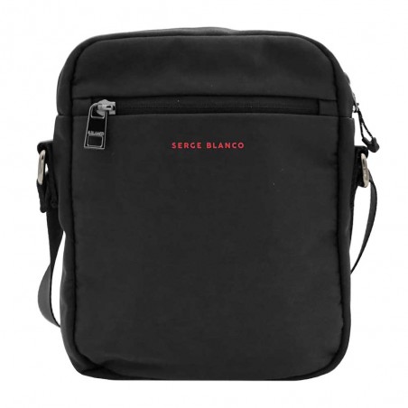 SERGE BLANCO | Sacoche homme "New Basik" noir | Pochette porté croisé style sportif rugby pas cher