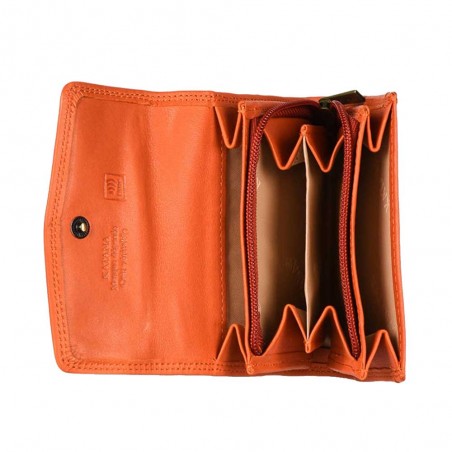 KATANA | Porte-monnaie multifonctions en cuir orange | Porte-monnaie porte-cartes femme petit format KATANA | Porte-monnaie multifonctions en cuir orange | Porte-monnaie porte-cartes femme petit format