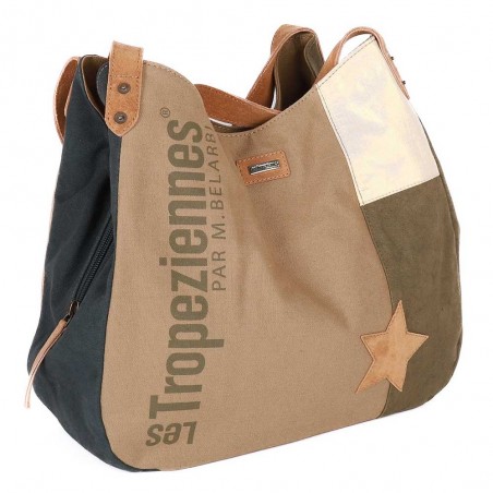 Les Tropéziennes | Sac porté épaule "Rapa" kaki | Sac femme style hobo original en toile Les Tropéziennes | Sac porté épaule "Rapa" kaki | Sac femme style hobo original en toile