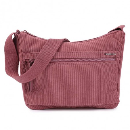 HEDGREN | Sac bandoulière "Harper's" S corduroy dusty rose | Sac femme porté croisé ultra-léger design original velours