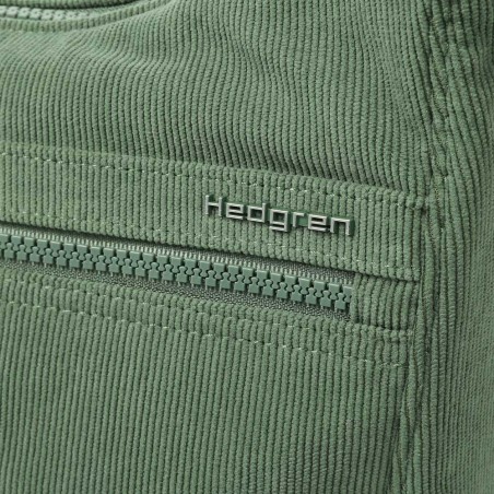 HEDGREN | Sac bandoulière "Harper's" S corduroy duck green | Sac femme porté croisé ultra-léger design original velours