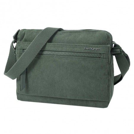 HEDGREN | Sac bandoulière "Eye" corduroy duck green | Sac femme porté croisé petit format pratique et léger velours