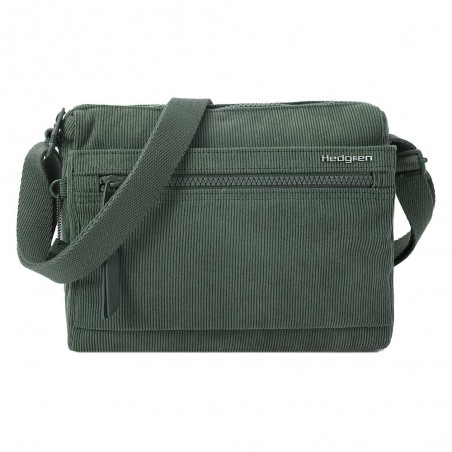 HEDGREN | Sac bandoulière "Eye" corduroy duck green | Sac femme porté croisé petit format pratique et léger velours