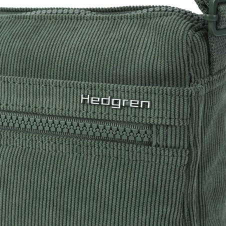 HEDGREN | Sac bandoulière "Eye" corduroy duck green | Sac femme porté croisé petit format pratique et léger velours