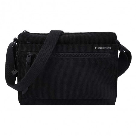 HEDGREN | Sac bandoulière "Eye" corduroy noir | Sac femme porté croisé petit format pratique et léger velours