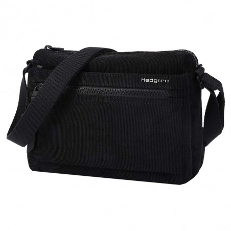 HEDGREN | Sac bandoulière "Eye" corduroy noir | Sac femme porté croisé petit format pratique et léger velours