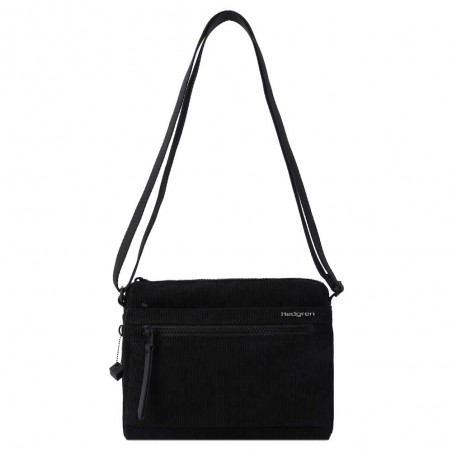 HEDGREN | Sac bandoulière "Eye" corduroy noir | Sac femme porté croisé petit format pratique et léger velours