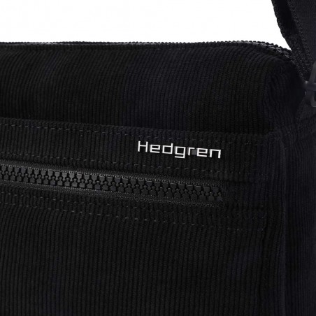 HEDGREN | Sac bandoulière "Eye" corduroy noir | Sac femme porté croisé petit format pratique et léger velours