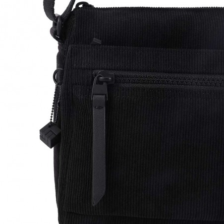 HEDGREN | Sac bandoulière "Eye" corduroy noir | Sac femme porté croisé petit format pratique et léger velours
