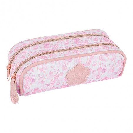 KICKERS | Trousse double fille "Lovely Girl" imprimé fleuri rose | Trousse scolaire deux compartiments pas cher KICKERS | Trousse double fille "Lovely Girl" imprimé fleuri rose | Trousse scolaire deux compartiments pas cher