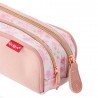 KICKERS | Trousse double fille "Lovely Girl" imprimé fleuri rose | Trousse scolaire deux compartiments pas cher KICKERS | Trousse double fille "Lovely Girl" imprimé fleuri rose | Trousse scolaire deux compartiments pas cher