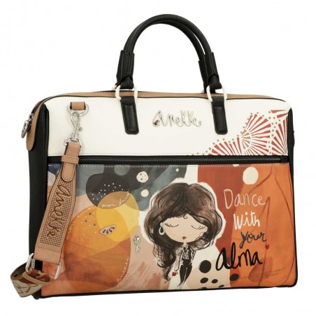 ANEKKE | Porte-documents PC femme "Alma" | Sacoche ordinateur 15 pouces originale avec bandoulière