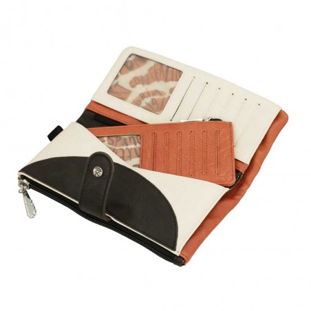 ANEKKE | Portefeuille tout-en-un souple "Alma" - L | Porte-monnaie et cartes femme type compagnon original pas cher