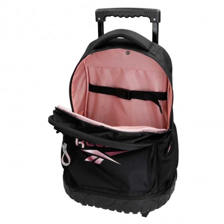 REEBOK | Sac à dos à roulettes "Beverly" noir | Sac trolley scolaire et loisirs fille style sportif marque pas cher REEBOK | Sac à dos à roulettes "Beverly" noir | Sac trolley scolaire et loisirs fille style sportif marque pas cher
