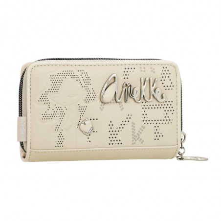 Anekke | Portefeuille compact zippé "Original" beige | Porte-monnaie et porte-cartes femme taille moyenne marque Anekke pas cher Anekke | Portefeuille compact zippé "Original" beige | Porte-monnaie et porte-cartes femme taille moyenne marque Anekke pas cher