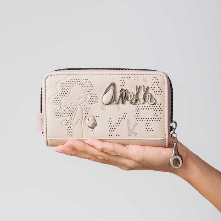 Anekke | Portefeuille compact zippé "Original" beige | Porte-monnaie et porte-cartes femme taille moyenne marque Anekke pas cher Anekke | Portefeuille compact zippé "Original" beige | Porte-monnaie et porte-cartes femme taille moyenne marque Anekke pas cher