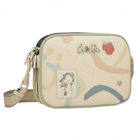Anekke | Sac bandoulière 3 cpts "Original" beige | Sac femme porté croisé marque Anekke pas cher