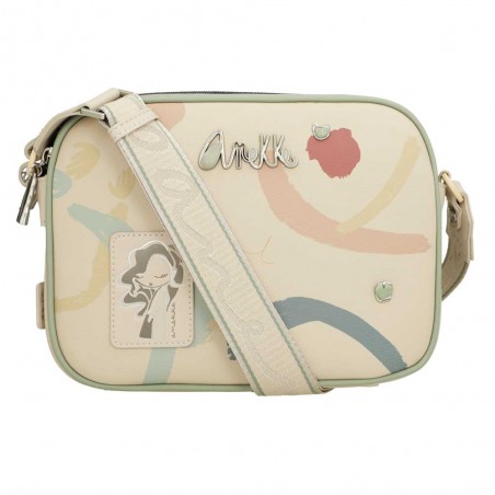 Anekke | Sac bandoulière 3 cpts "Original" beige | Sac femme porté croisé marque Anekke pas cher