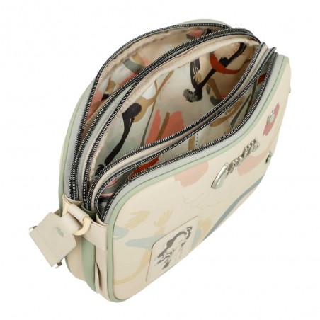 Anekke | Sac bandoulière 3 cpts "Original" beige | Sac femme porté croisé marque Anekke pas cher