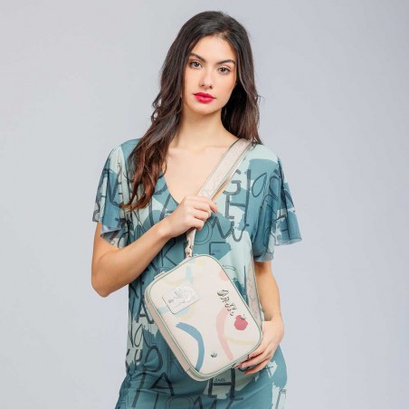 Anekke | Sac bandoulière 3 cpts "Original" beige | Sac femme porté croisé marque Anekke pas cher