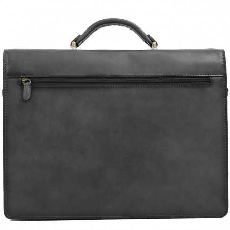 Cartable Cuir 2 soufflets KATANA - Noir