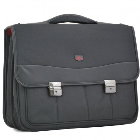 Cartable Souple 2 soufflets Ordinateur 17" DAVIDT'S - Noir