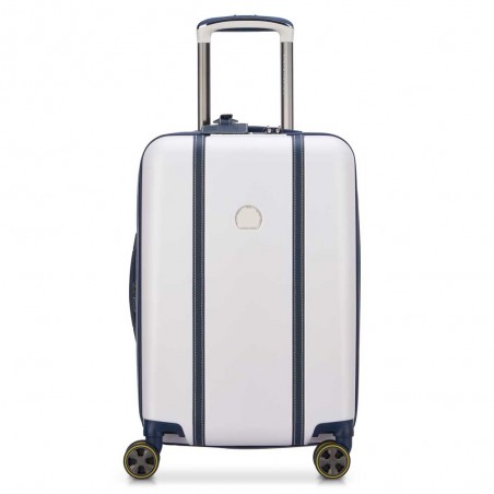 Delsey | Valise cabine extensible Deauville ivoire/marine | Bagage à main haut de gamme élégant femme