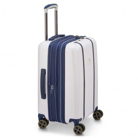 Delsey | Valise cabine extensible Deauville ivoire/marine | Bagage à main haut de gamme élégant femme