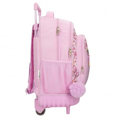 Pepe Jeans | Sac à dos à roulettes fille "Sandra" | Sac scolaire trolley solide imprimé style Liberty