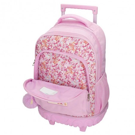 Pepe Jeans | Sac à dos à roulettes fille "Sandra" | Sac scolaire trolley solide imprimé style Liberty