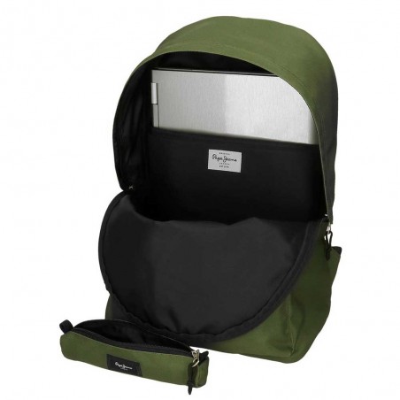Pepe Jeans | Sac à dos + trousse "Aris Evergreen" vert foncé | Ensemble sac à dos et trousse scolaire pas cher Pepe Jeans | Sac à dos + trousse "Aris Evergreen" vert foncé | Ensemble sac à dos et trousse scolaire pas cher