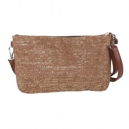 Les Tropéziennes | Pochette bandoulière "Panama" marron | Petit sac porté croisé femme style panier pas cher