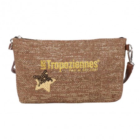 Les Tropéziennes | Pochette bandoulière "Panama" marron | Petit sac porté croisé femme style panier pas cher