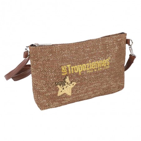Les Tropéziennes | Pochette bandoulière "Panama" marron | Petit sac porté croisé femme style panier pas cher
