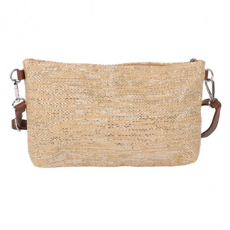 Les Tropéziennes | Pochette bandoulière "Panama" beige naturel | Petit sac porté croisé femme style panier pas cher