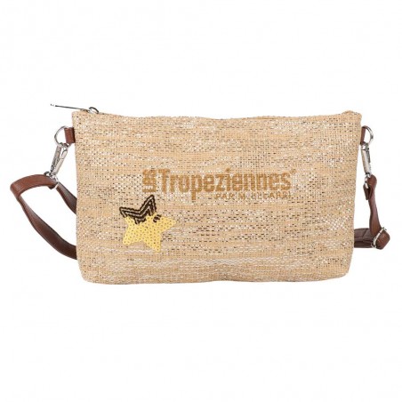 Les Tropéziennes | Pochette bandoulière "Panama" beige naturel | Petit sac porté croisé femme style panier pas cher