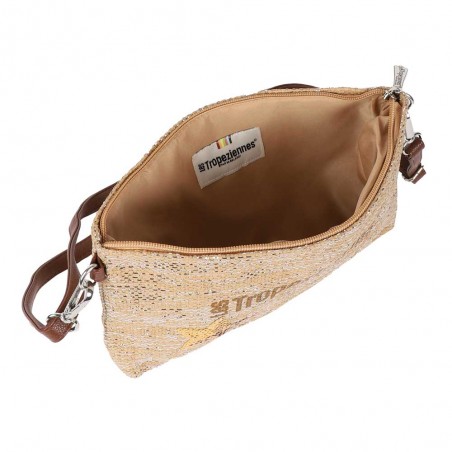 Les Tropéziennes | Pochette bandoulière "Panama" beige naturel | Petit sac porté croisé femme style panier pas cher