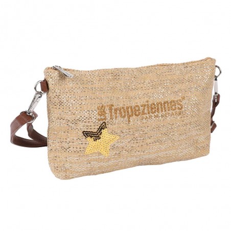 Les Tropéziennes | Pochette bandoulière "Panama" beige naturel | Petit sac porté croisé femme style panier pas cher