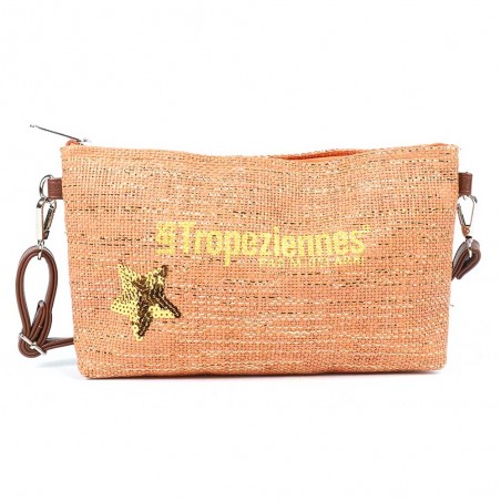 Les Tropéziennes | Pochette bandoulière "Panama" orange | Petit sac porté croisé femme style panier pas cher Les Tropéziennes | Pochette bandoulière "Panama" orange | Petit sac porté croisé femme style panier pas cher