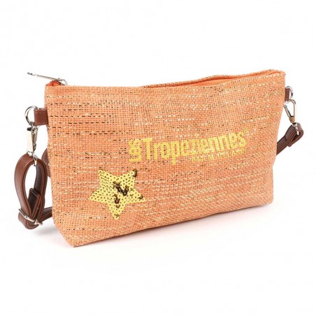 Les Tropéziennes | Pochette bandoulière "Panama" orange | Petit sac porté croisé femme style panier pas cher Les Tropéziennes | Pochette bandoulière "Panama" orange | Petit sac porté croisé femme style panier pas cher
