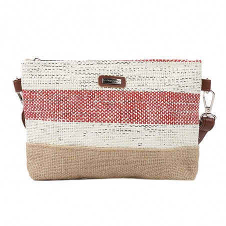 Les Tropéziennes | Pochette tressée "Joy" rouge | Sac bandoulière femme bohème chic pas cher
